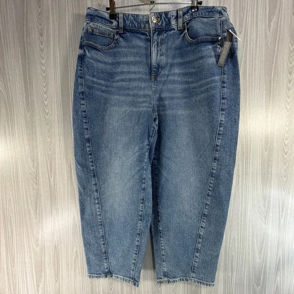 Talbots Relaxed Barrel Jean Denim Ankle Length High Waist Women’s 14 Petite New - Picture 2 of 7